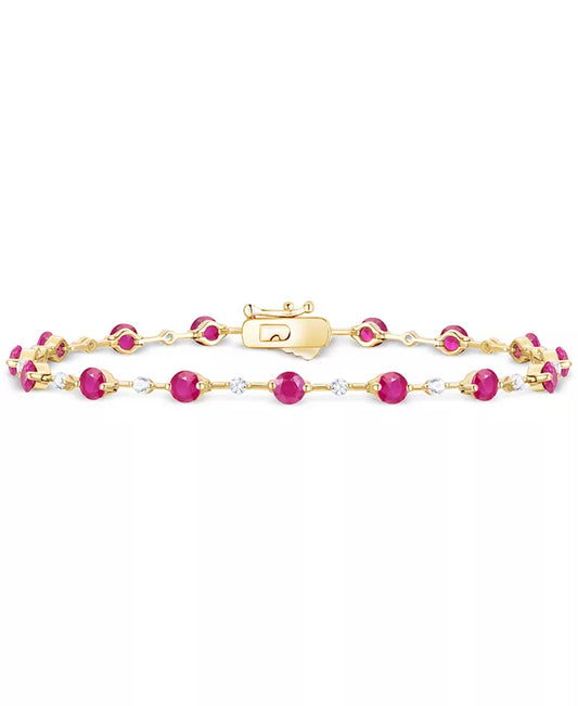Stunning 14K Gold Emerald & Diamond Bracelet (2-1/8 Ct. T.W. Emerald & 1/2 Ct. T.W. Diamond) - Also Available in Ruby & Sapphire