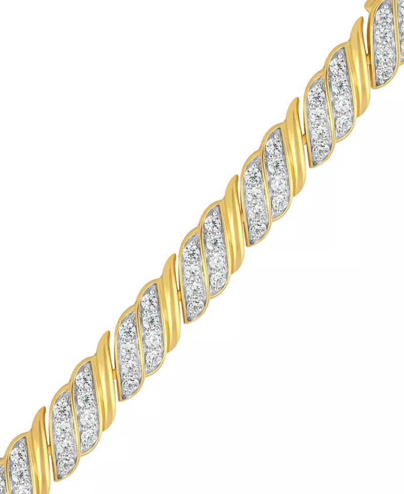 Stunning 3 Ct. T.W. Diamond Diagonal Row Link Bracelet in Luxurious 10K Gold