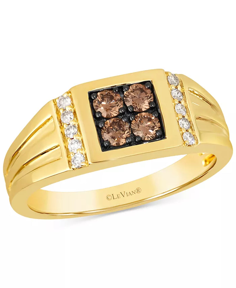 Exquisite 14K Gold Men's Chocolate & Nude Diamond Ring - 1/2 Ct. T.W.
