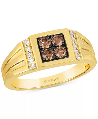 Exquisite 14K Gold Men's Chocolate & Nude Diamond Ring - 1/2 Ct. T.W.