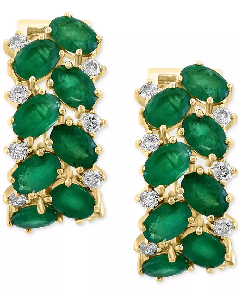 Stunning EFFY® 14K Gold Emerald & Diamond Statement Earrings - 6.75 Ct. T.W.