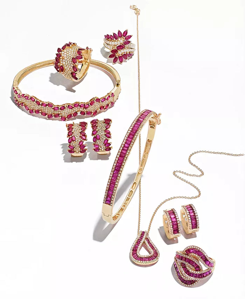 Stunning EFFY® 14K Rose Gold Ruby & Diamond Bangle Bracelet - 4-3/8 Ct. T.W. Ruby and 3/4 Ct. T.W. Diamond, Exclusively at Macy's