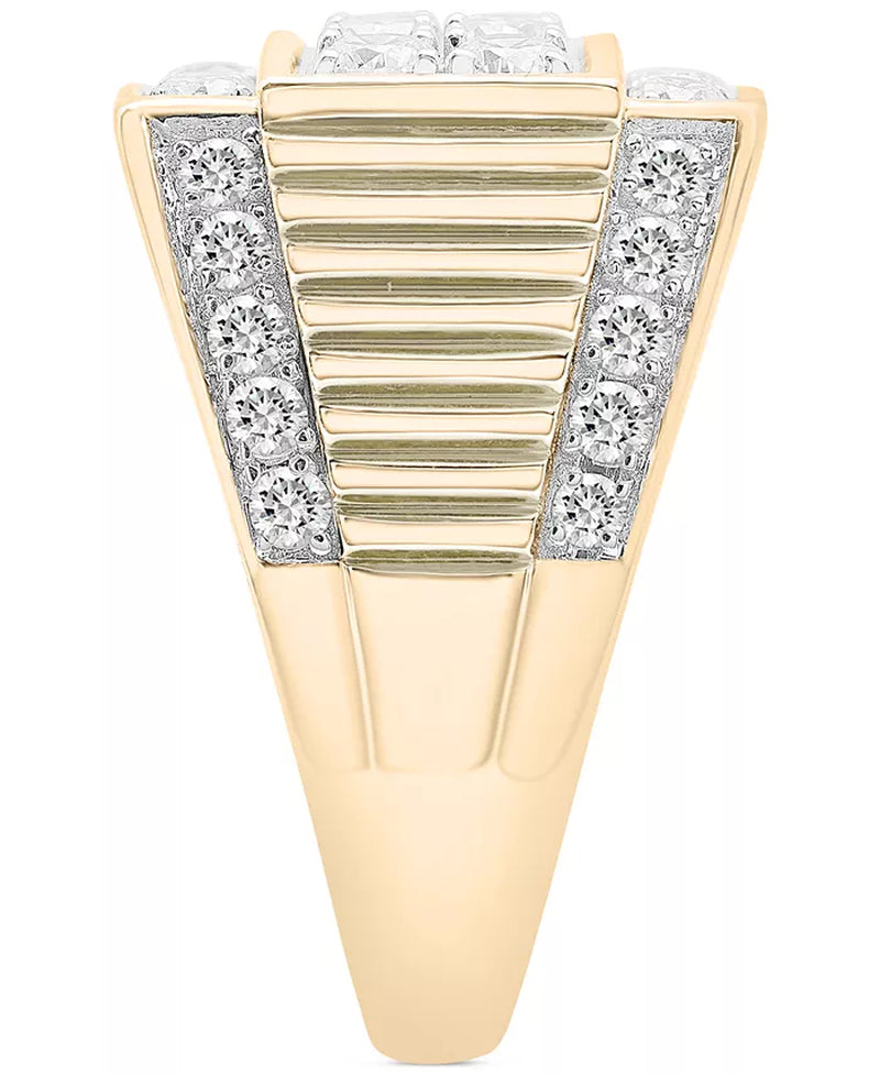 Stunning Men's 2 Ct. Diamond Multirow Cluster Ring in 10K Gold