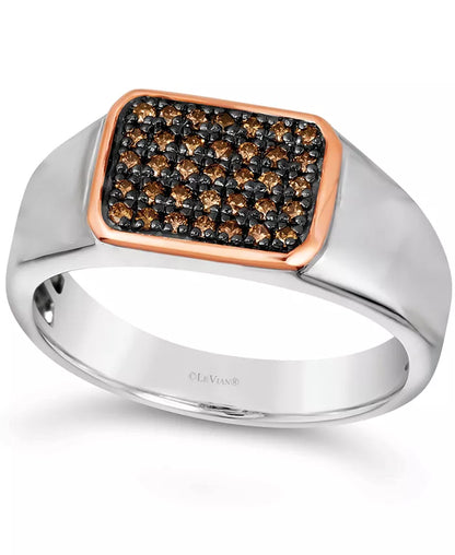 Stunning Men's Diamond Ring (1/3 Ct. T.W.) in Luxurious Sterling Silver & 14K Rose Gold