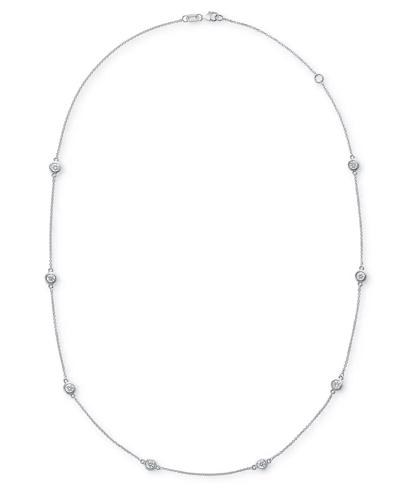 Stunning EFFY® 1 Ct. T.W. Diamond Bezel 20" Statement Necklace in Luxurious 14K White, Yellow, or Rose Gold