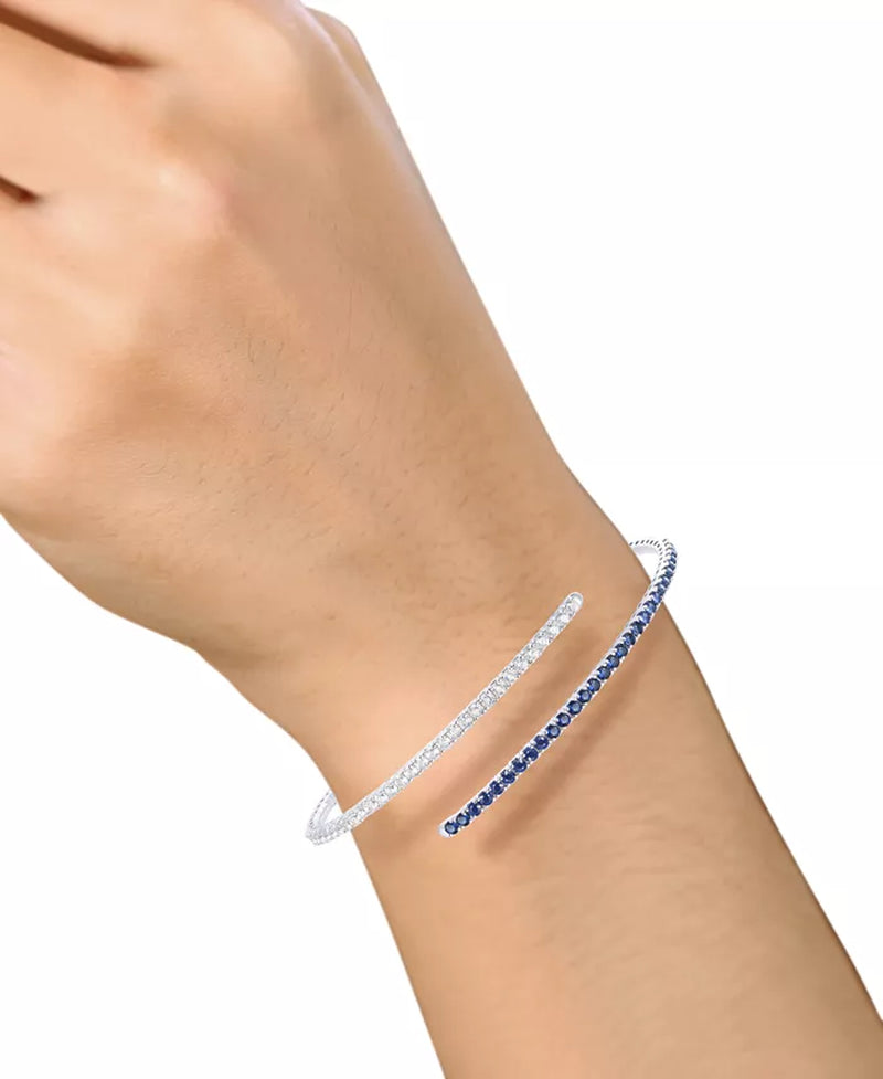 Elegant 14K White Gold Flex Wrap Bracelet with 1-1/5 Ct. T.W. Sapphire & 1 Ct. T.W. Diamond - Available in Ruby & Emerald