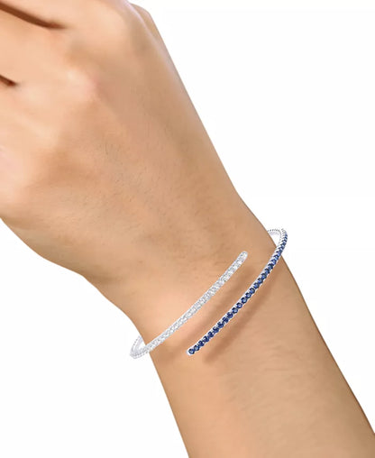 Elegant 14K White Gold Flex Wrap Bracelet with 1-1/5 Ct. T.W. Sapphire & 1 Ct. T.W. Diamond - Available in Ruby & Emerald