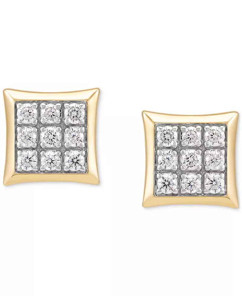 Stunning 1/2 Ct. T.W. Men's Lab Grown Diamond Square Cluster Stud Earrings in 10K Gold