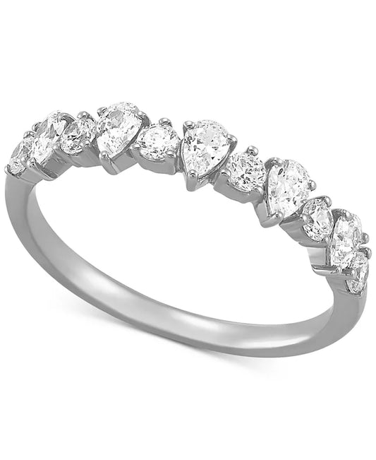Stunning 3/4 Ct. T.W. Diamond Pear-Cut Band in Luxurious 14K White Gold