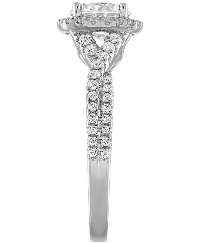 Stunning 1-1/3 Ct. Certified Diamond Halo Engagement Ring in 14K White Gold with De Beers Code of Origin - Exclusively at Macy's