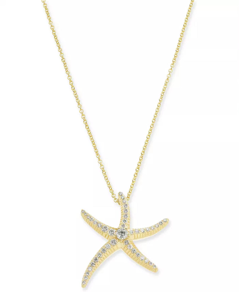 Stunning EFFY® 14K Gold Diamond Starfish Pendant Necklace - 1/2 Ct. T.W.