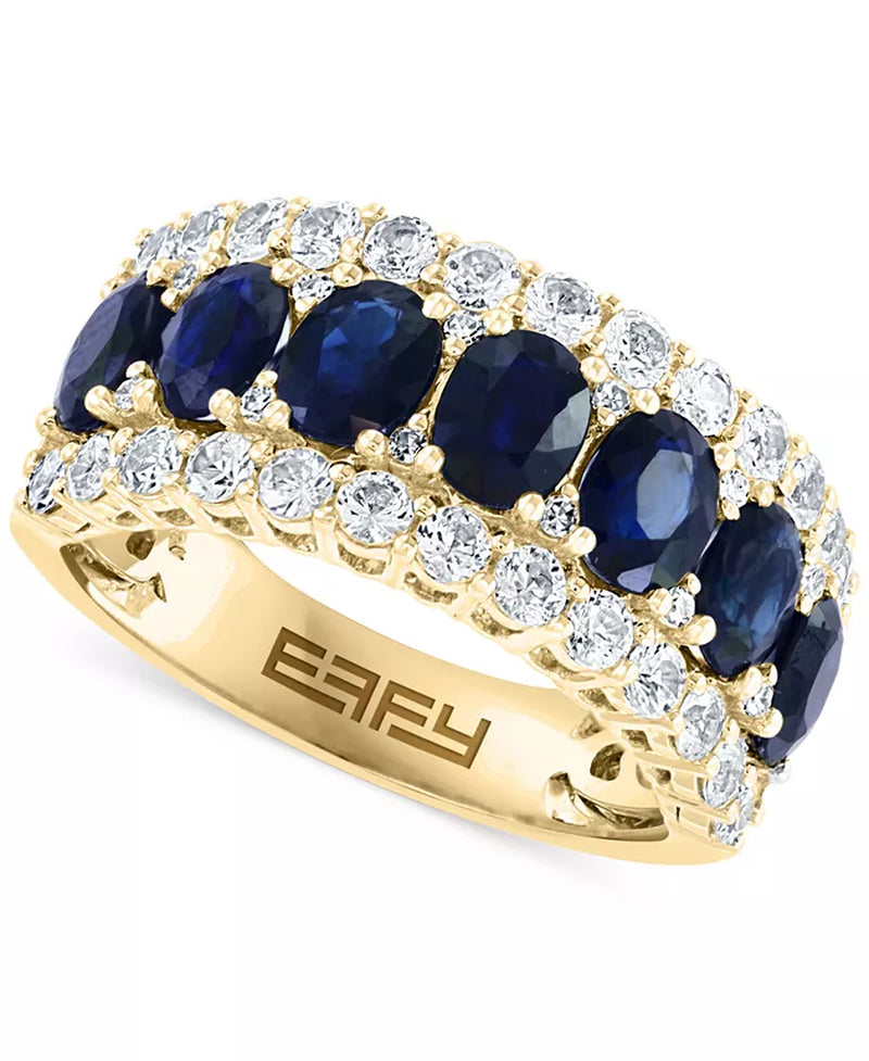 Stunning EFFY® 3.5 Ct. Blue & White Sapphire Ring with Diamond Accents in 14K White Gold - Available in Emerald and Pink Sapphire