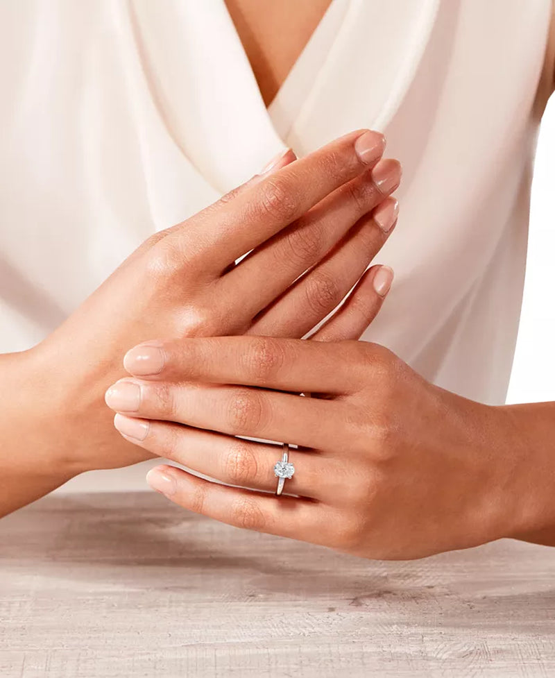 Stunning Oval-Cut Diamond Solitaire Engagement Ring in 14K White Gold - 5/8 Ct. T.W.