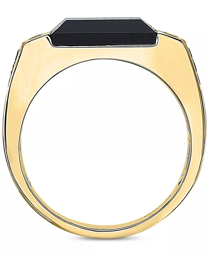 Stunning EFFY® Men's 14K Gold Black Onyx & Diamond Ring (5/8 Ct. T.W.)