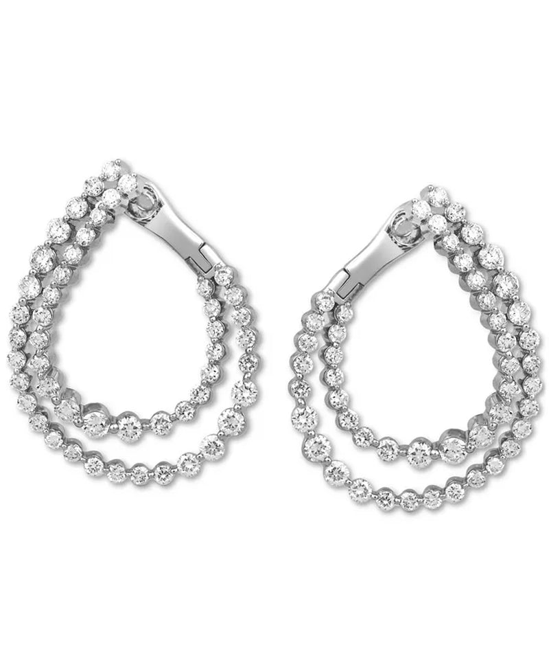 Stunning 2 Ct. T.W. Diamond Spiral Shared Prong Hoop Earrings in 10K White Gold
