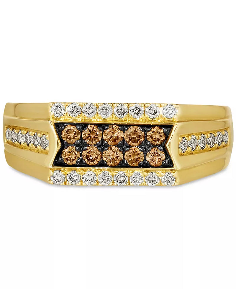 Men's Elegant 14K Gold Chocolate & Nude Diamond Cluster Ring - 1/3 Ct. T.W. & 3/8 Ct. T.W.