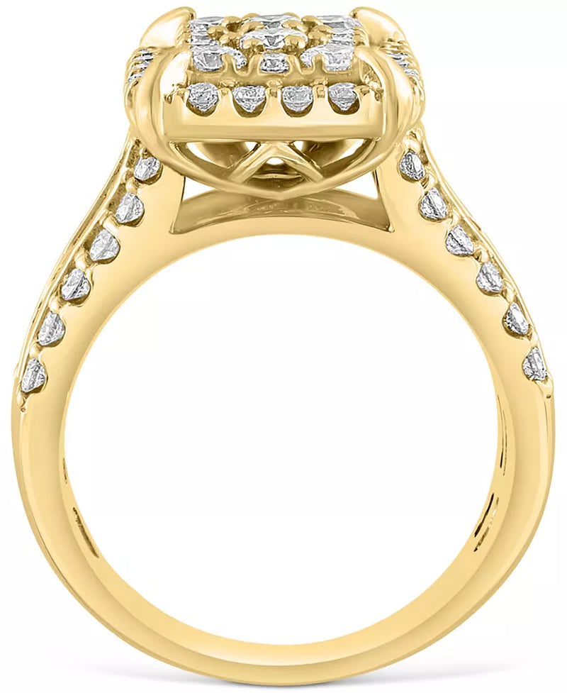 Stunning EFFY® Certified Diamond Halo Cluster Ring in 14K Gold - 1-5/8 Ct. T.W.