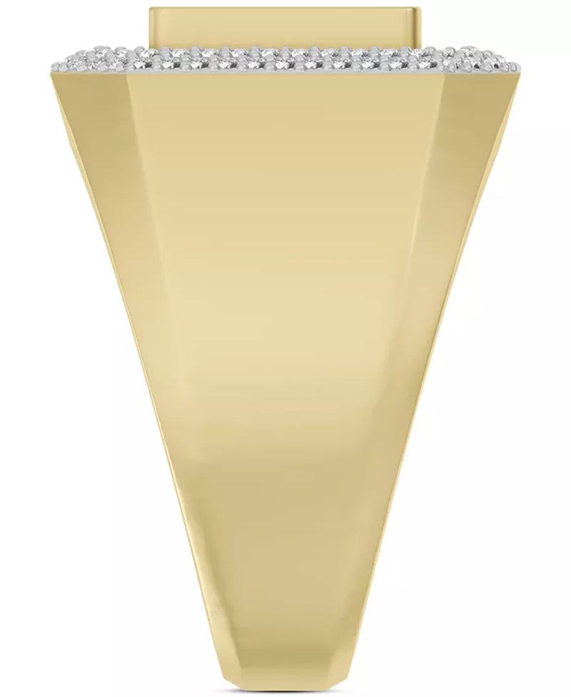 Stunning 1-1/4 Ct. T.W. Men's Diamond Halo Cluster Ring in 10K Gold - Round & Baguette Design