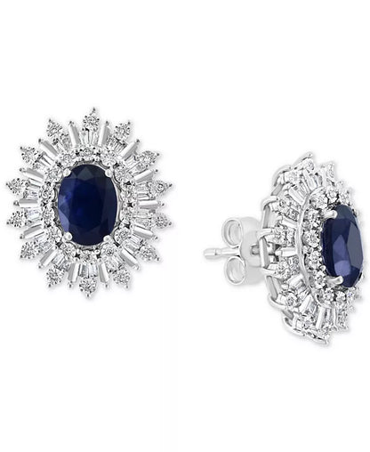Stunning EFFY® 1/3 Ct. T.W. Sapphire & Diamond Stud Earrings in 14K White Gold - Also Available in Ruby and Emerald!