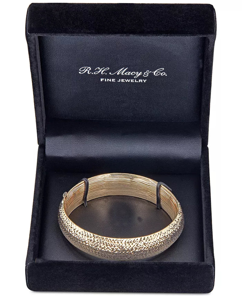 Stunning 14K Gold Diamond-Cut Wide Bangle Bracelet