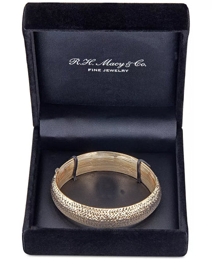 Stunning 14K Gold Diamond-Cut Wide Bangle Bracelet