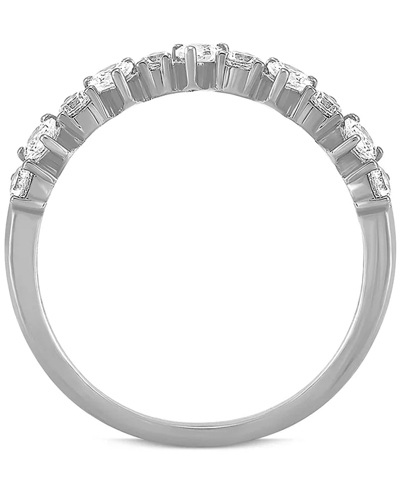 Stunning 3/4 Ct. T.W. Diamond Pear-Cut Band in Luxurious 14K White Gold