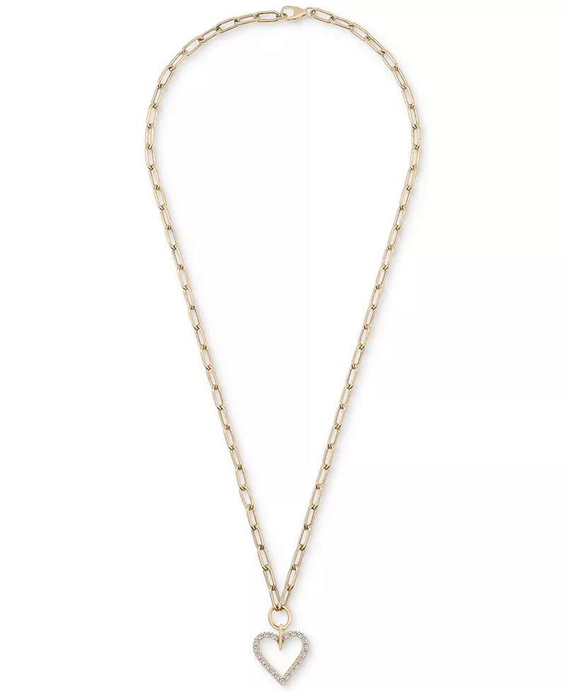 Stunning 1/2 Ct. T.W. Diamond Heart Paperclip Link Necklace in 14K Gold - Exclusively at Macy's