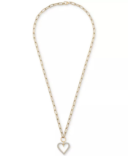 Stunning 1/2 Ct. T.W. Diamond Heart Paperclip Link Necklace in 14K Gold - Exclusively at Macy's