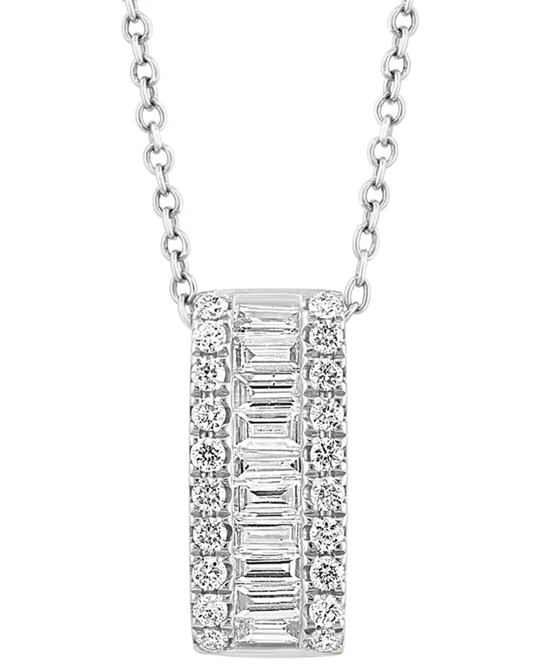 Stunning EFFY® 18" Diamond Baguette & Round Vertical Bar Pendant Necklace in 14K Gold - 1/2 Ct. T.W. (Available in 14K White Gold)