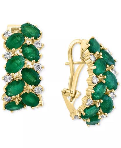 Stunning EFFY® 14K Gold Emerald & Diamond Statement Earrings - 6.75 Ct. T.W.