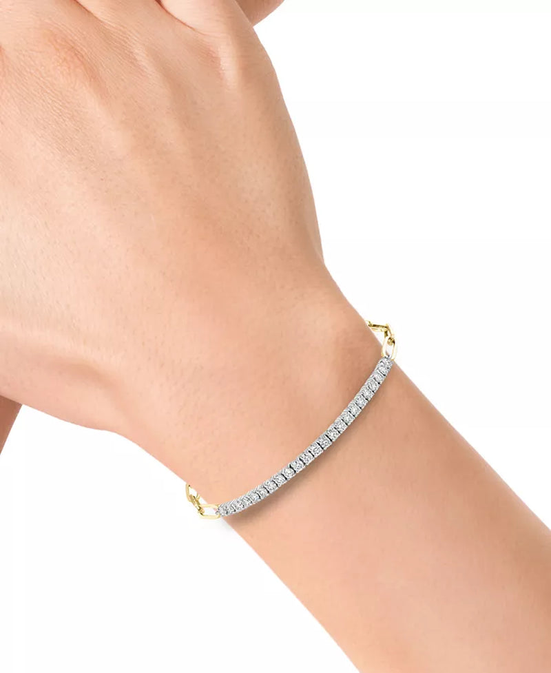 Stunning EFFY® Diamond & Paperclip Link Bracelet in 14K Two-Tone Gold - 7/8 Ct. T.W.