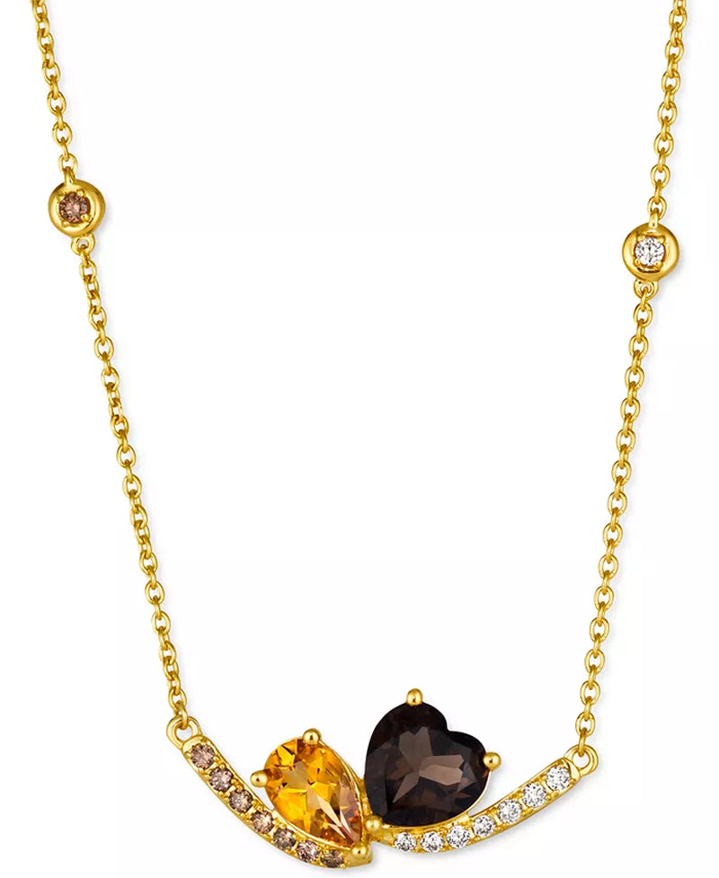 Stunning 19" 14K Gold Statement Necklace with Multi-Gemstones & Diamonds - 2.5 Ct. T.W.