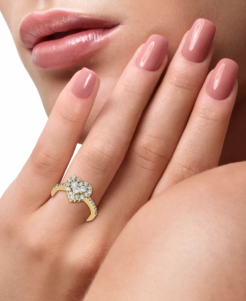 Stunning EFFY® 9/10 Ct. T.W. Diamond Heart Ring in Luxurious 14K Yellow Gold
