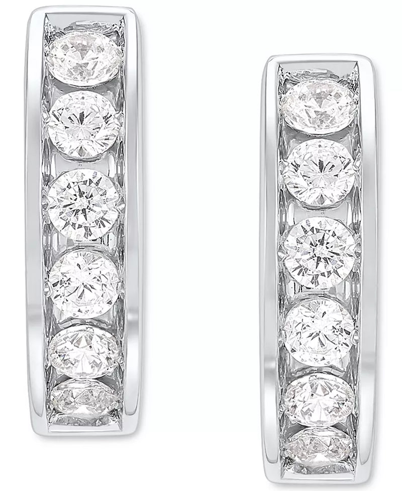 Stylish Men's Lab Grown Diamond Huggie Hoop Earrings in 10K White Gold - 1/2 Ct. T.W.