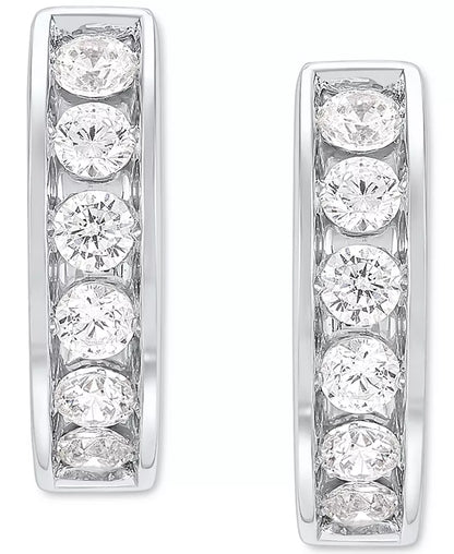 Stylish Men's Lab Grown Diamond Huggie Hoop Earrings in 10K White Gold - 1/2 Ct. T.W.