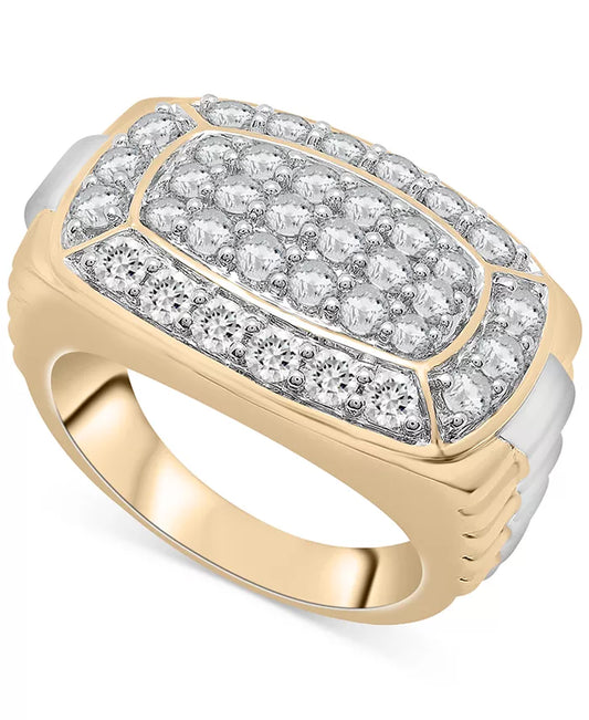 Stunning Men's Two-Tone Diamond Cluster Ring in 10K Gold - 2 Ct. T.W.