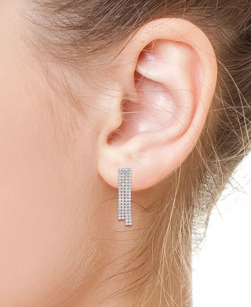 Stunning EFFY® 14K White Gold Lab Grown Diamond Chain Drop Earrings - 2-3/4 Ct. T.W.
