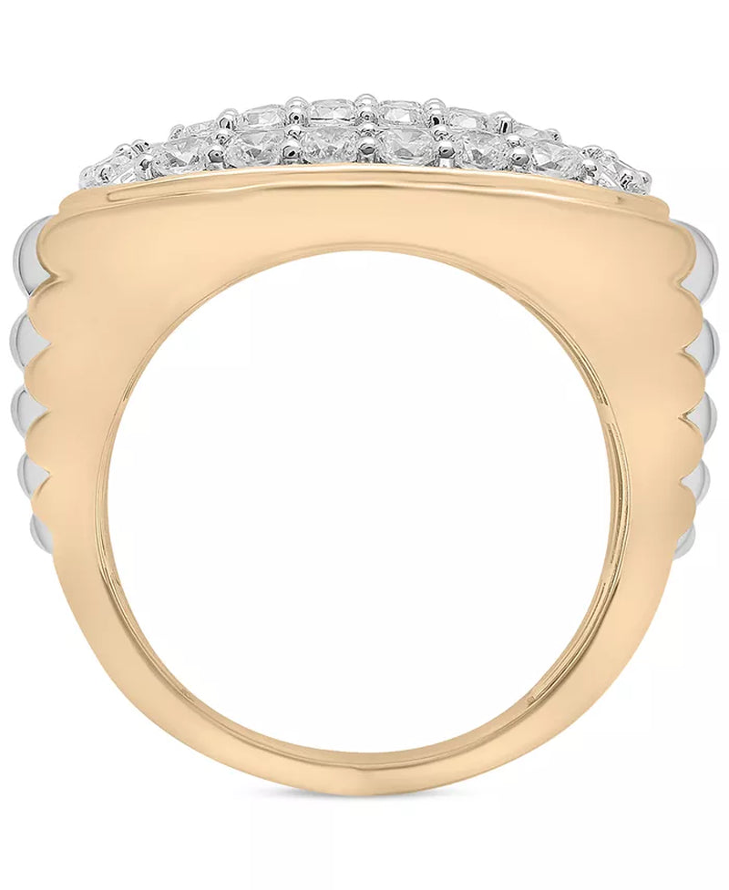Stunning Men's Two-Tone Diamond Cluster Ring in 10K Gold - 2 Ct. T.W.
