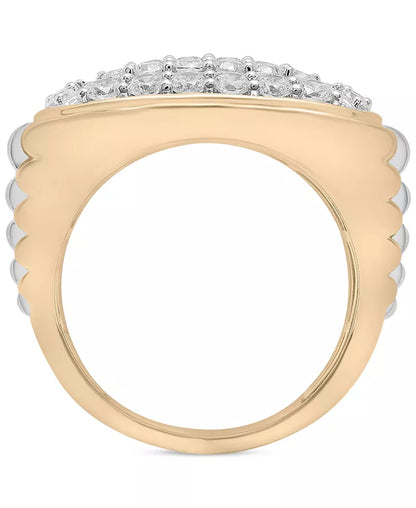 Stunning Men's Two-Tone Diamond Cluster Ring in 10K Gold - 2 Ct. T.W.
