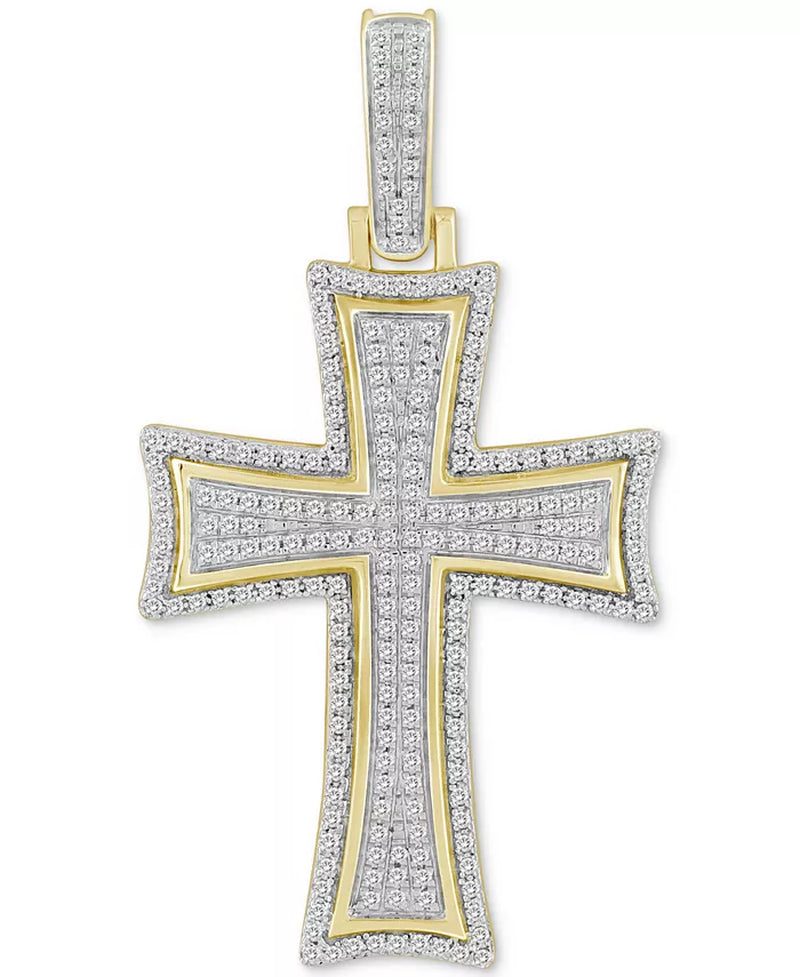 Men's 10K Gold Diamond Pavé Flared Cross Pendant - 1/2 Ct. T.W.