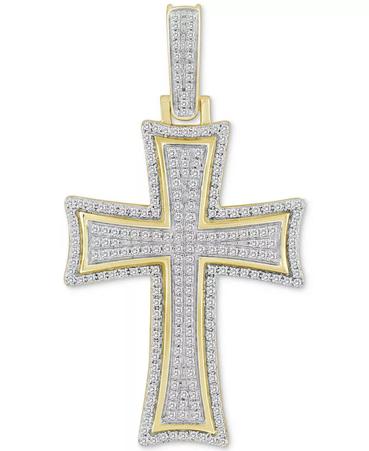 Men's 10K Gold Diamond Pavé Flared Cross Pendant - 1/2 Ct. T.W.