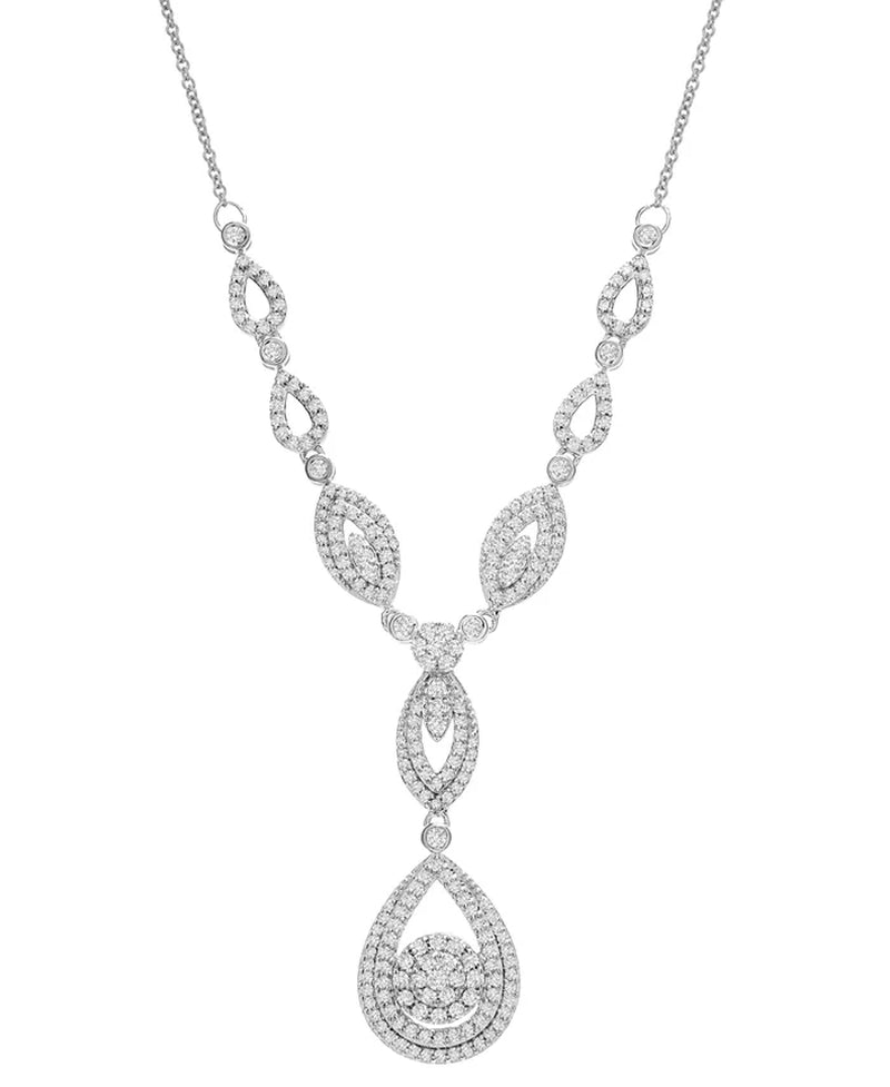 Stunning 1-1/2 Ct. T.W. Diamond Double Drop Pendant in 14K White or Yellow Gold - Exclusively for Macy's