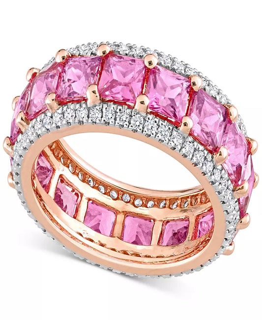 Stunning Pink Sapphire & Diamond Eternity Band in 14K Rose Gold - 5-5/8 Ct. T.W.
