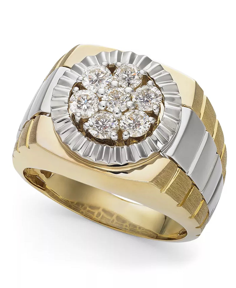 Stunning Men's Two-Tone Diamond Ring in 10K Gold - 1 Ct. T.W.