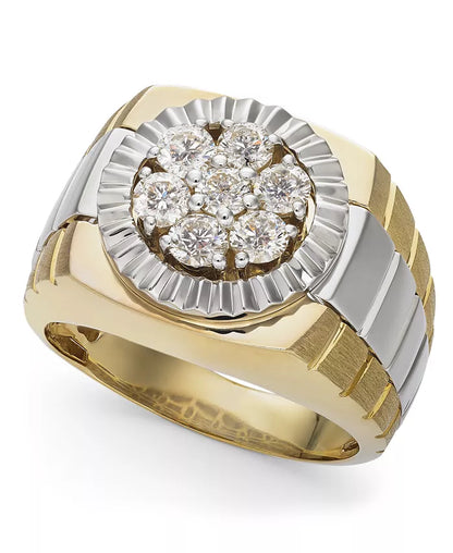 Stunning Men's Two-Tone Diamond Ring in 10K Gold - 1 Ct. T.W.