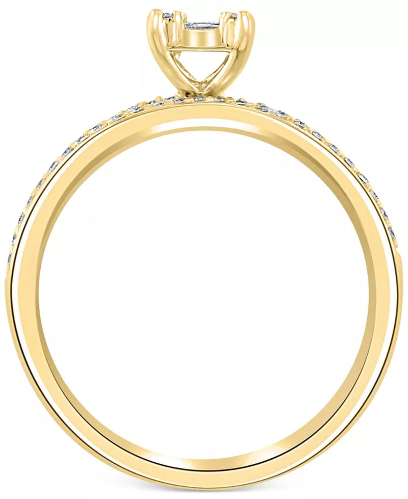 Stunning EFFY® 3/8 Ct. T.W. Diamond Baguette Cluster Bridal Set in Luxurious 14K White or Yellow Gold
