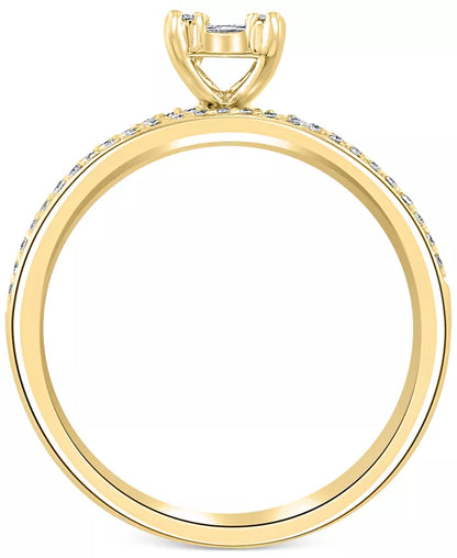 Stunning EFFY® 3/8 Ct. T.W. Diamond Baguette Cluster Bridal Set in Luxurious 14K White or Yellow Gold