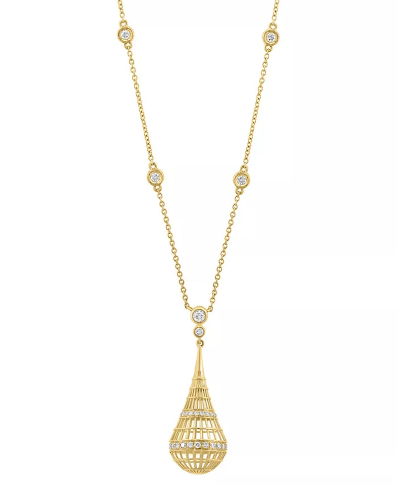 Stunning 14K Gold Diamond Openwork Teardrop Pendant Necklace - 1/2 Ct. T.W. - 18" Elegance