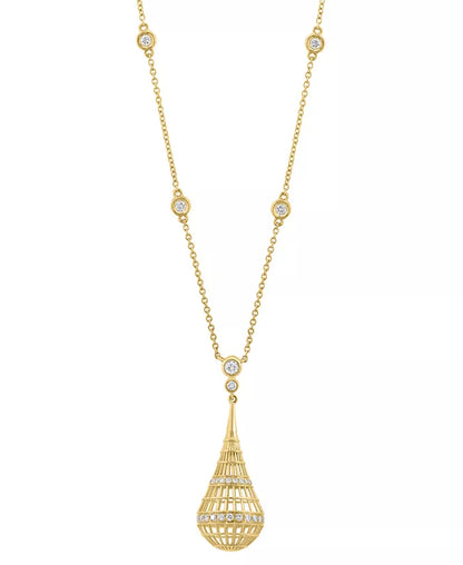 Stunning 14K Gold Diamond Openwork Teardrop Pendant Necklace - 1/2 Ct. T.W. - 18" Elegance