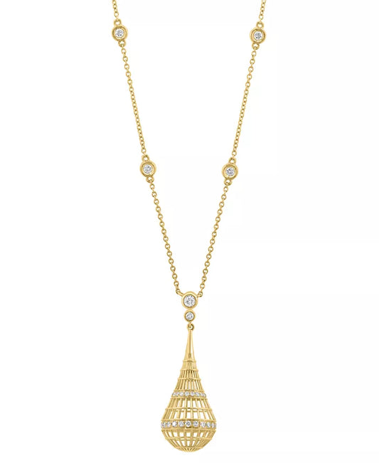 Stunning 14K Gold Diamond Openwork Teardrop Pendant Necklace - 1/2 Ct. T.W. - 18